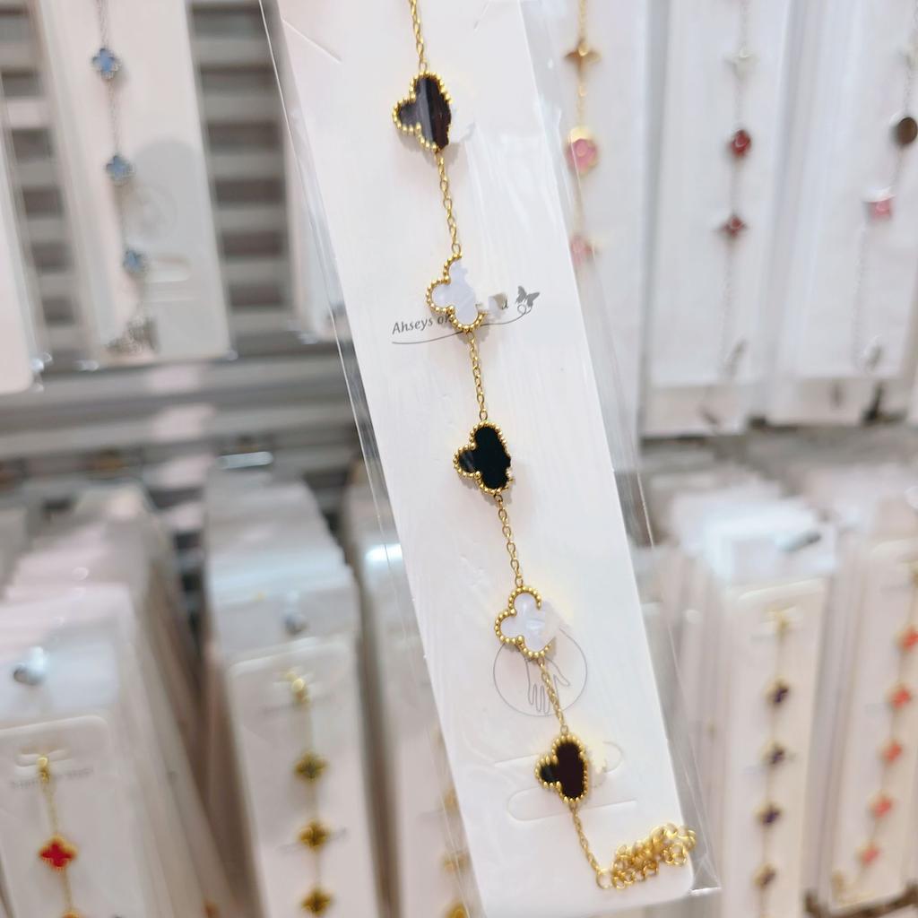 Двусторонний браслет «Пятицветник», «Четырехлистный клевер», титановая сталь, не выцветает, легкая роскошь, ювелирное изделие высокого класса