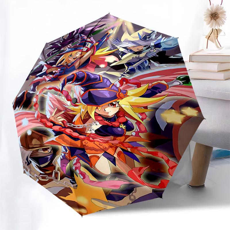 1pc Outdoor Umbrella with Yu-Gi-Oh! Characters - Automatic Opening/Closing, Portable 3-Fold Design, 8-Rib Iron Frame - Perfect Gift for Fans, Tra