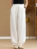 Johnature Women Loose Cotton Linen Casual Pants Solid Color Elastic Waist Lantern Pants Spring Female Trousers