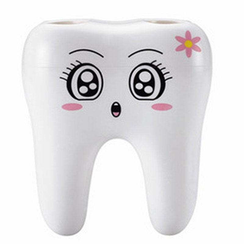 Держатель для хранения, подставка для щеток, мультяшная форма зубов, принадлежности для ванной комнаты, 4 отверстия, подставка для зубной щетки для бритья