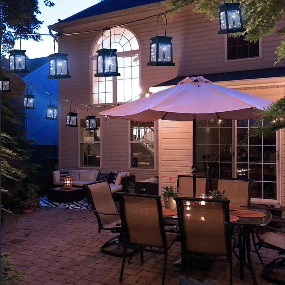 Открытый сад светодиодный фонарь лампа золотой медной проволоки висит