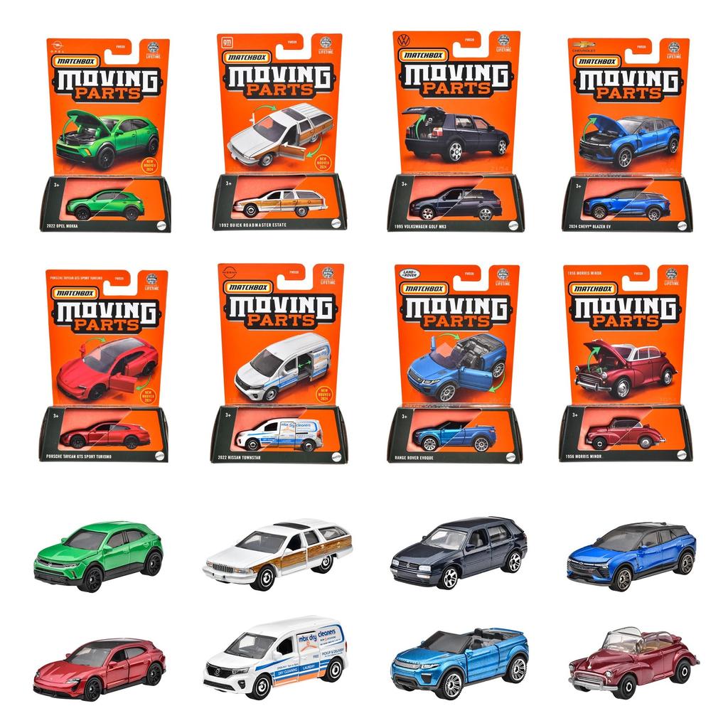 Matchbox Moving Parts Assorted Vehicle Toys Mini Box of Sold In Ages 3 and Multi Cars, 8, Box, Up, 988Q-FWD28