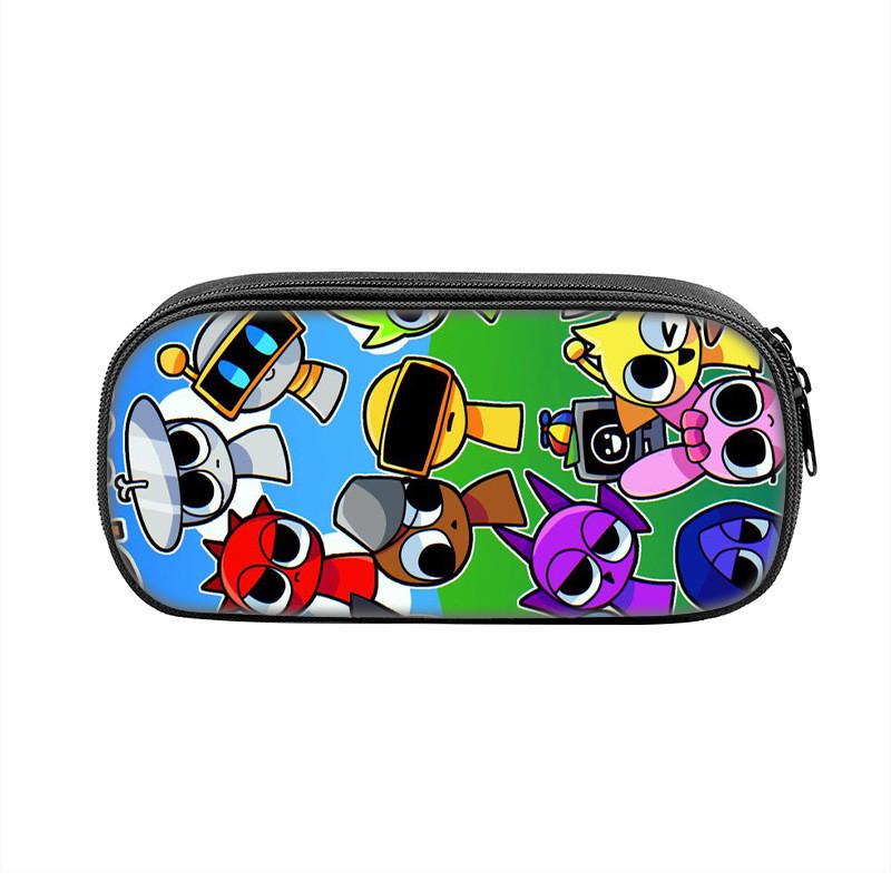 Sprunki Game Character Print Student Single Layer Stationery Storage Bag For Students And Office Supplies