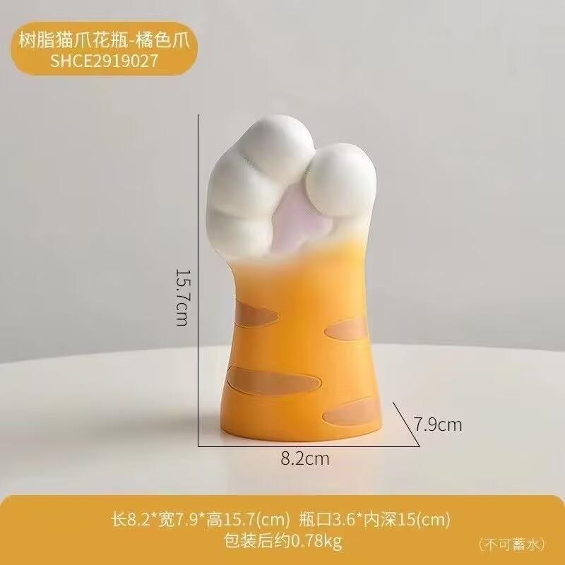 Cat Paw Resin Flower Vase Cute Cartoon Cat Claw Decorative Desktop Vase for Home Office Living Room Table Decor