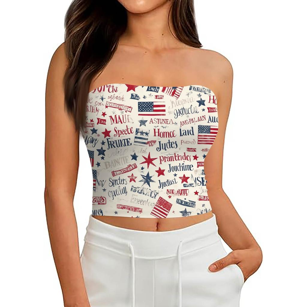 Crop Tops For Women Sexy Cami Tank Summer Tube Sleeveless Printed Camisole Shirt Vest