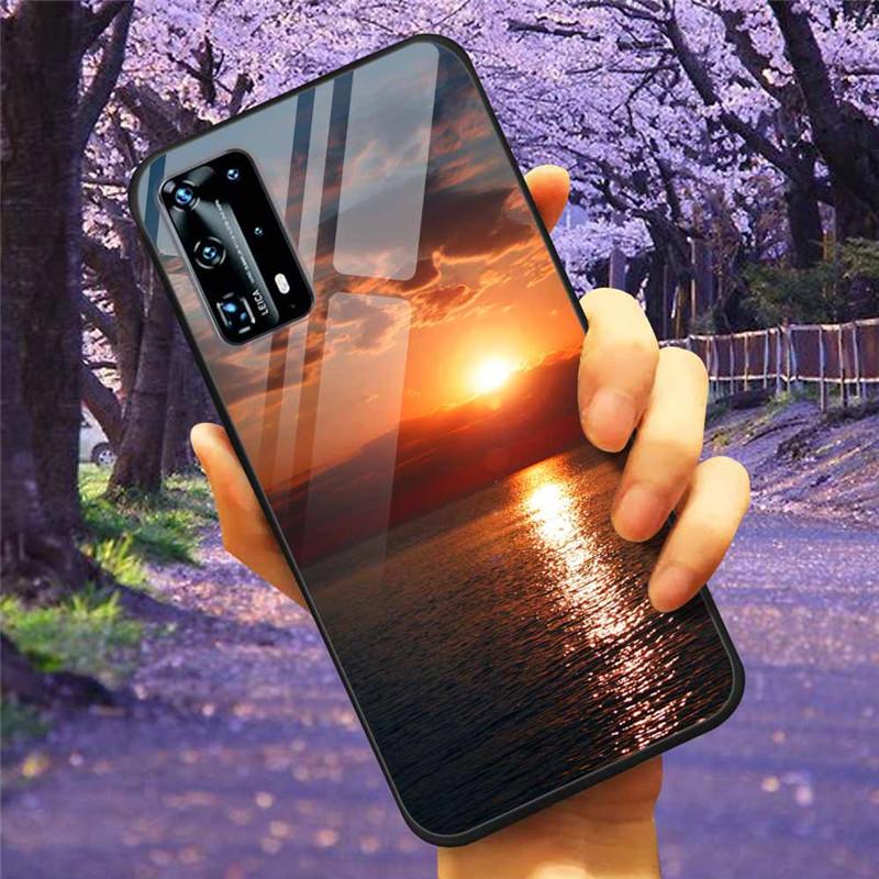 Для Huawei P40 Lite / P40Pro Чехол P 40 Закаленное Стекло Звездный Мрамор Жесткая Задняя Крышка для Huawei P40 Pro / P40Lite E Чехлы Coque