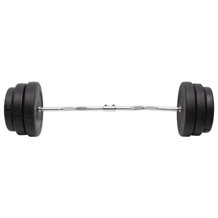3145023 vidaXL Wavy Barbell Bar with Plates 90 Kg