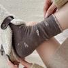 Women's Autumn and Winter Fashion New Small Floral Cashmere Boneless Anti Pilling Tube Pile Socks