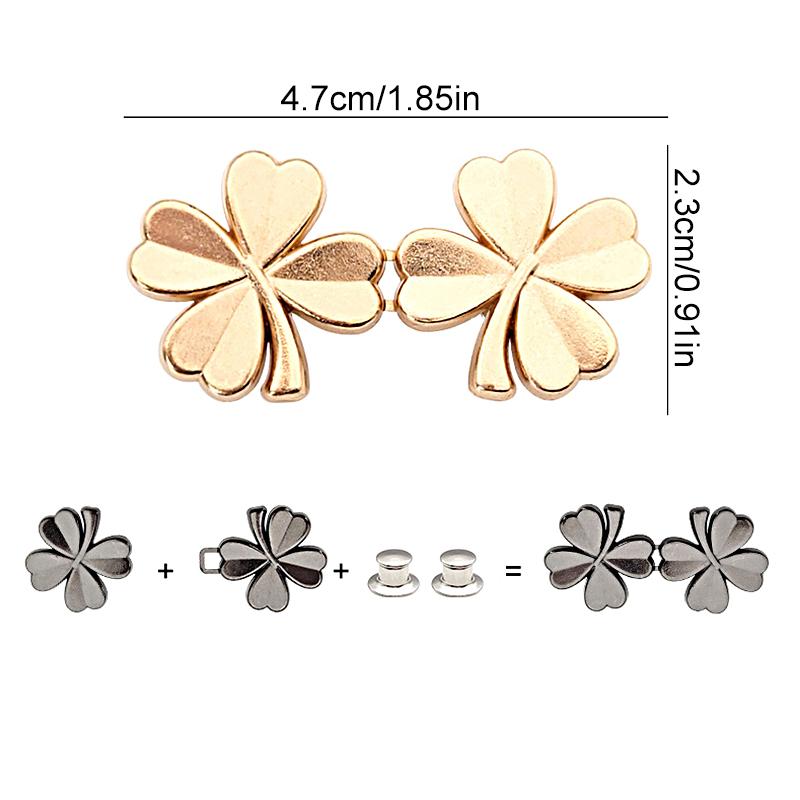 1/10Pair Required Button Adjust Waistline No Sewing Clothing Accessory Four Leaf DIY Adjustable Tightener Waist Buckle No Staple