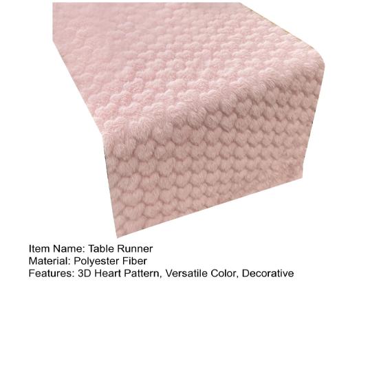 Table Runner Valentine Day Romantic 3D Heart Design Table Runner Simulated Rabbit Fur Valentine Day Decoration