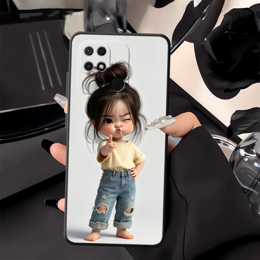 Чехол для Xiaomi Redmi A4 9 A5 10 12C K40 K80 Pro 14C 13C A3 A1 A2 Plus Мягкая крышка для телефона Мультяшная девушка