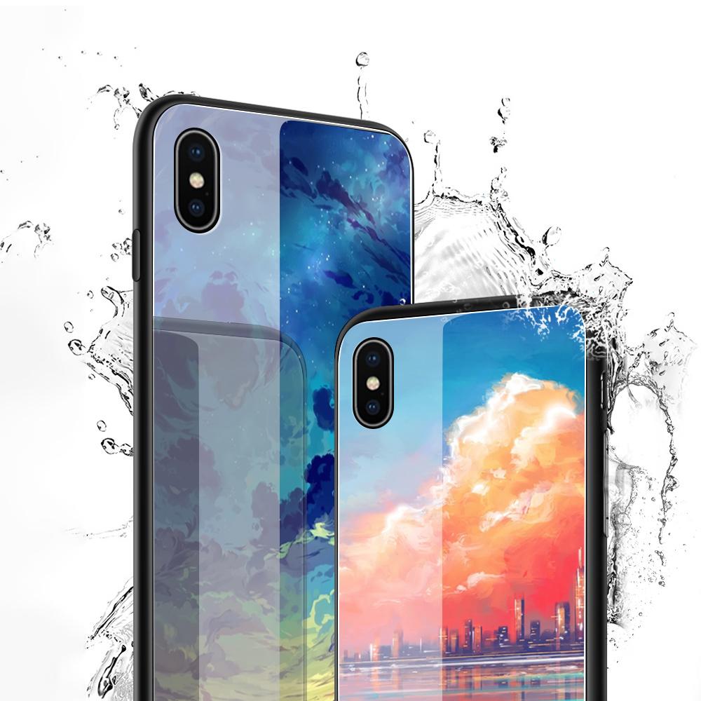 Чехол для телефона из закаленного стекла для iPhone 11 12 13 14 15 16 17 Redmi 10 12 14C Note10 Note14 Xiaomi 11Lite PocoC75 Мягкий край Ударопрочный Гладкий чехол