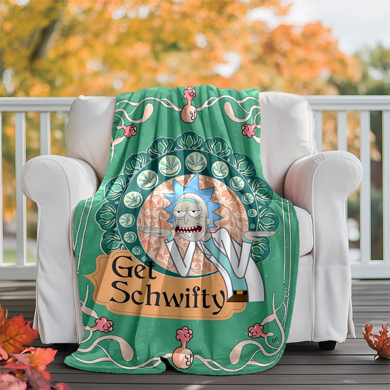 Rick and Morty Flannel Blanket Soft Warm All-Season Throw, Design for Camping, Car Travel, Hiking Sofa, Bed, Office Perfect Gift for Parties