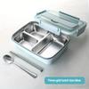 Easy-Clean Bento Container For Students & Office Workers,Leak-Proof Stainless Steel Lunch Box With 3/4 Compartments - Durable