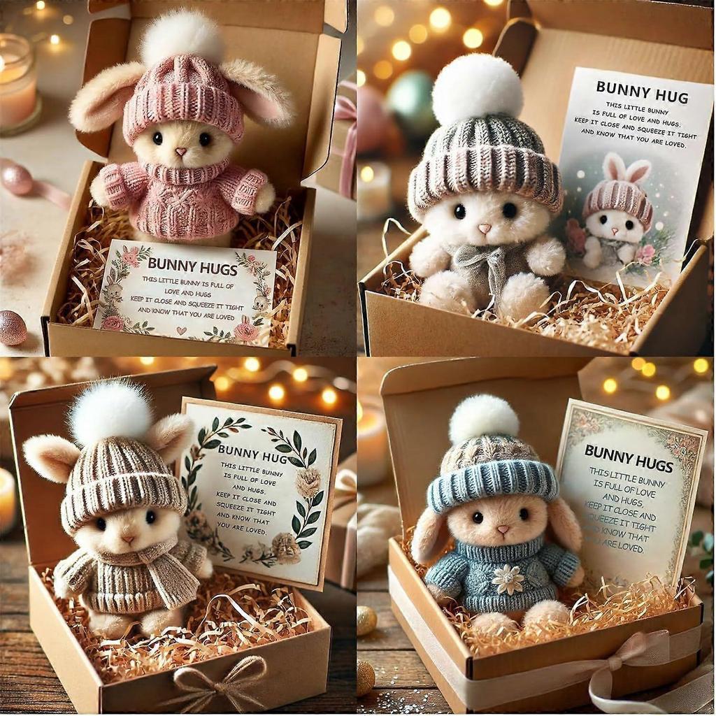 Mini Bunny Hug Cute Easter Gift Plush 2025 Bunny in a Box Hugs Positive Bunny Stuffed Animal Rabbit Soft Floppy Easter Ideas Bunnies Basket Stuffers D