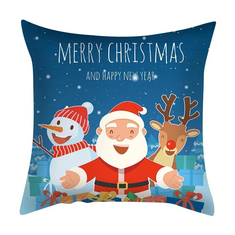Christmas Set Luxury Home Decor Santa Claus Pattern Fashion Pillow Office Seat Cushion Cover