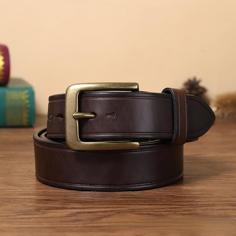 Ремень мужской ретро ручной работы цветной состаренный чистый коровья кожа пряжка модный корейский стиль латунная пряжка ремень