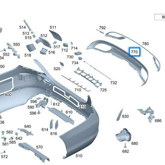 Mercedes-Benz W205 C200 Rear Bumper Lower Trim Skirt (A2058853103)