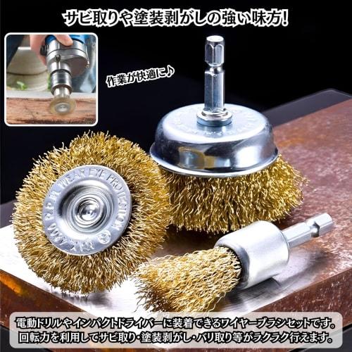 Charmoon Wire Brush with Hex Shank, Set of 6, for Rust Removal, Paint Stripping, Drills, and Impact Drivers, 25mm, 50mm, and 75mm