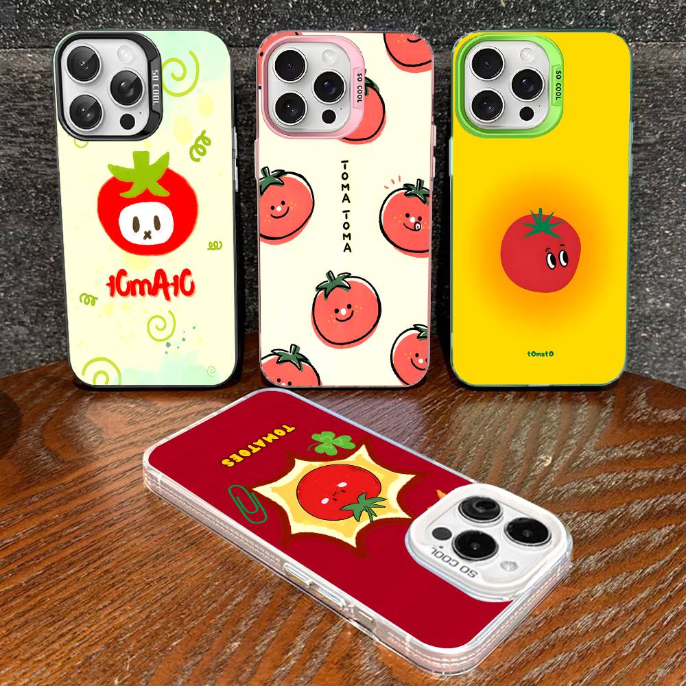 Чехол для телефона 'Выражение помидоров' для IPhone 17 16 15 14 13 12 11 Pro MAX Plus Цветной Матовый Задний Чехол