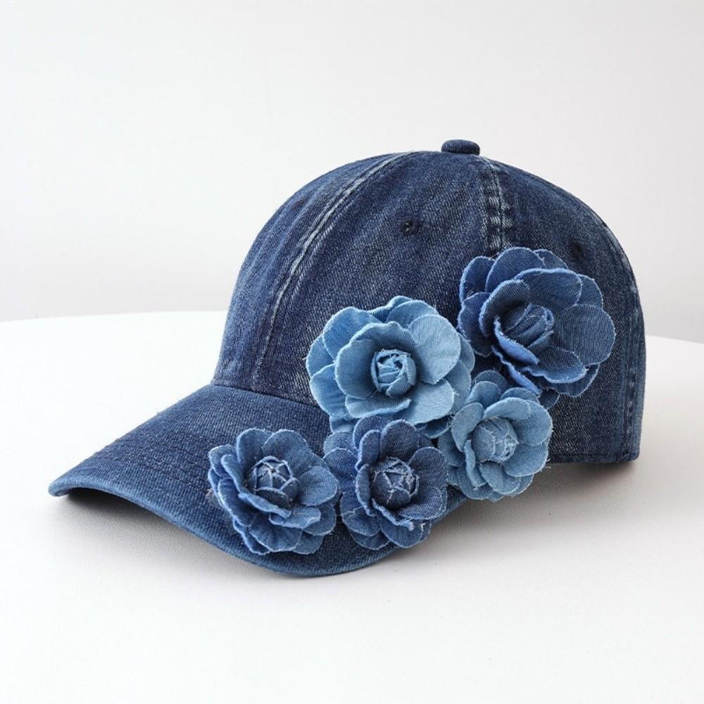 Solid Color Jean Hat Washed Denim Duckbill Cap Trendy Sun Protection Hat For Women
