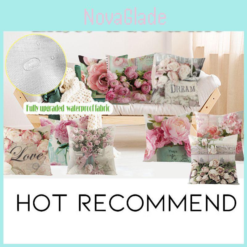 Elegant Flower Patterned Waterproof Pillow Case Ideal For Sofa And Garden Decoration