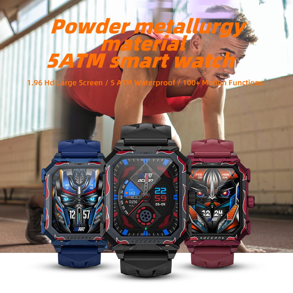 LOKMAT Спортивные умные часы, новые флагманские водонепроницаемые фитнес-трекеры, умные часы с BT-звонками, монитор сердечного ритма, кислорода в крови