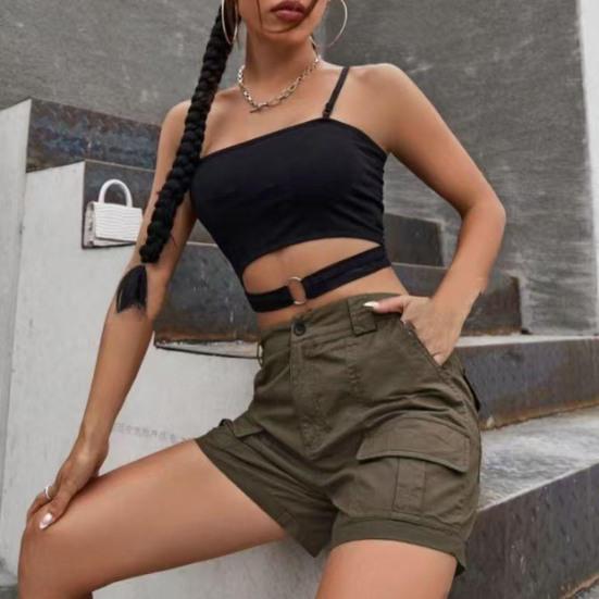 Женские шорты-карго, повседневные шорты-бермуды длиной до колена с карманами, летние мешковатые широкие штанины для походов