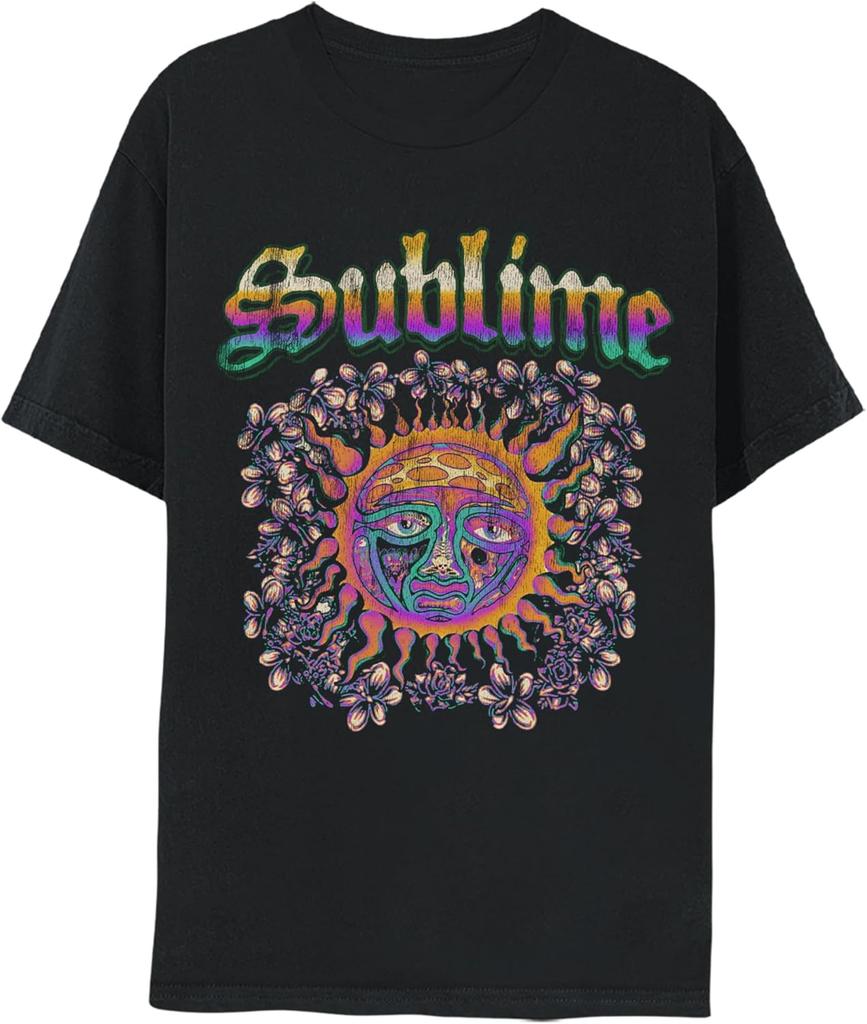 Teen Girl's Cotton T-shirt Summer Casual Graphic Tee Short Sleeve Sublime Customer Sun Adult Black Short Sleeve T Shirt 90s Ska Punk Music Vintage St