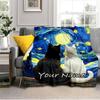 1PC Custom Name Night Sky Cats flannel blanket versatile, all-season throw suitable for the living room, bedroom, camping, travel, and gift