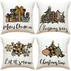 New Snowflake Christmas Tree Pillowcase Line Print Pillowcase Festive Room Sofa Decoration Cushion Cover
