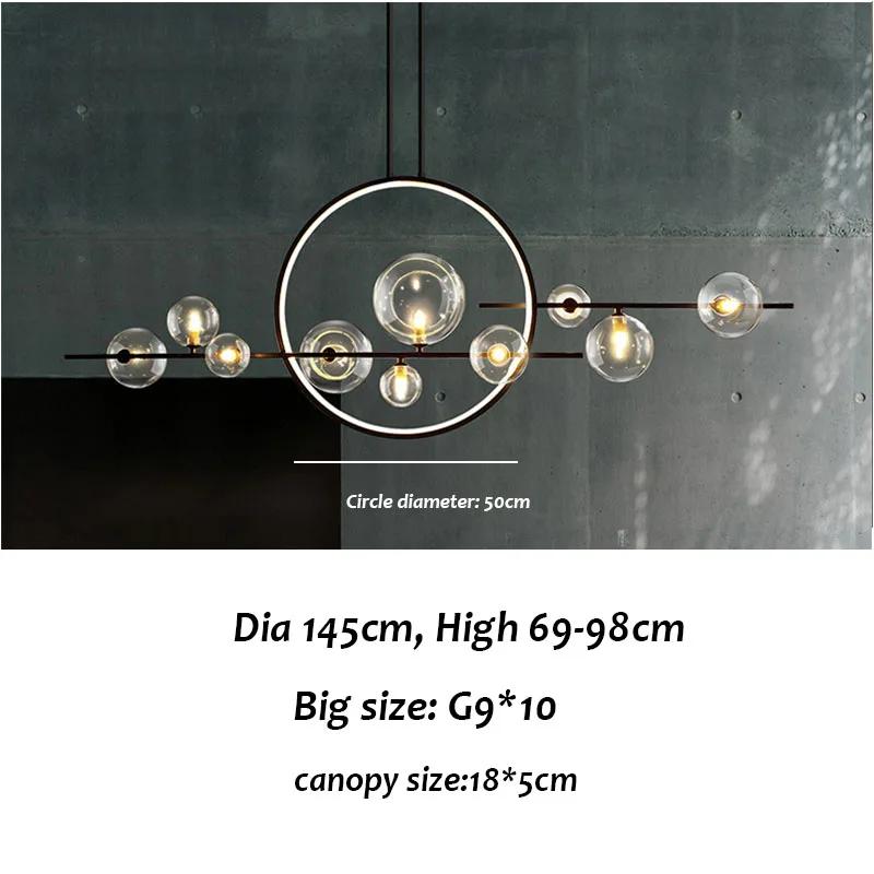 LED Modern Chandelier for Living Dining Room Ring Lights Clear Glass Bubble Ceiling Pendant Lamps Nordic Designer Hall Parlor
