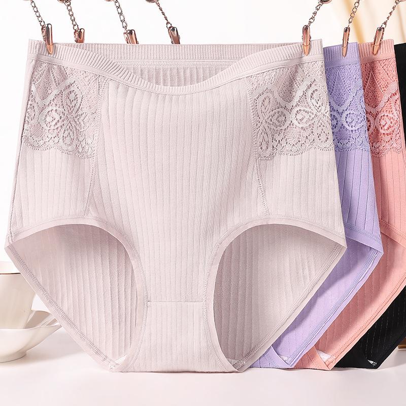 Women Panties High Waist Solid Color Soft Breathable Plus Size Lady Underpants Briefs Underwear