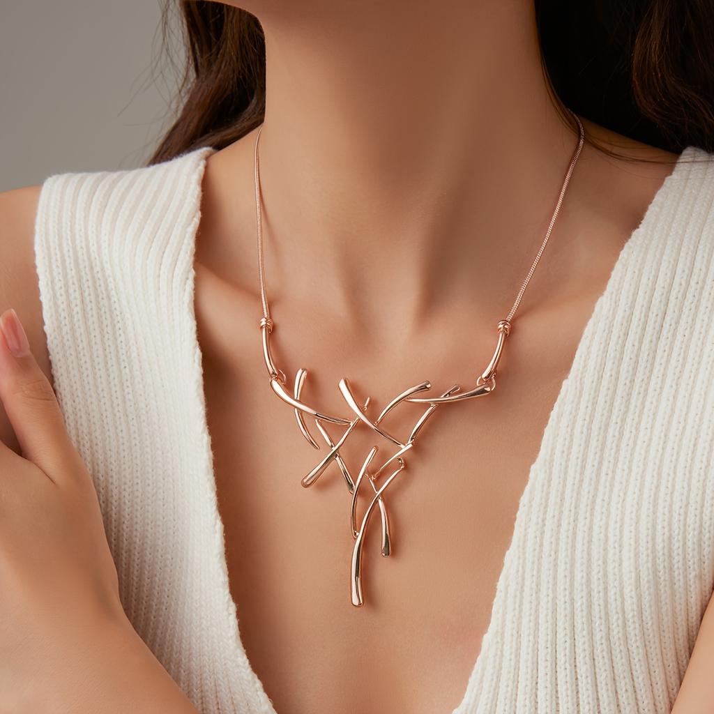 Нерегулярная геометрическая цепочка на ключицу с веткой дерева, персонализированное оленье роговое колье для дам, высококлассное, универсальное