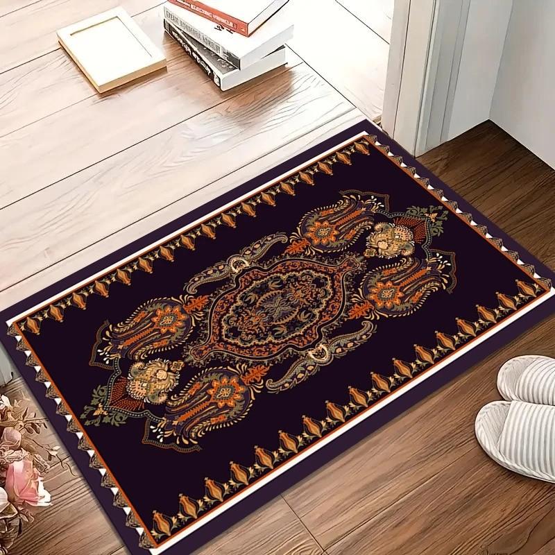 Vintage Persian Area Rug Boho Paisley Floral Print Floor Mat, Non-Slip Entryway Carpet, Luxury Home Decor, Gift for Housewarming