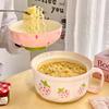Кавайная клубничная миска для рамена с крышкой, керамика, милая фруктовая суповая салатница для быстрого приготовления лапши, большая миска, домашняя кухонная посуда, 700 мл