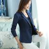 Loose Spring and Autumn Long Sleeved Jacket for Women, Slim Fit, Fashionable and Versatile Small Suit, Two Tone Fabric, Cotton and Linen