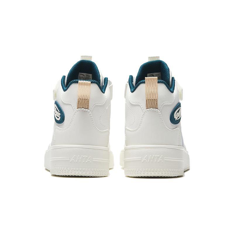 Anta Antiskid Wear Resistant High Top Kids Skate Shoes Kids Sneakers White Blue A312338034-1