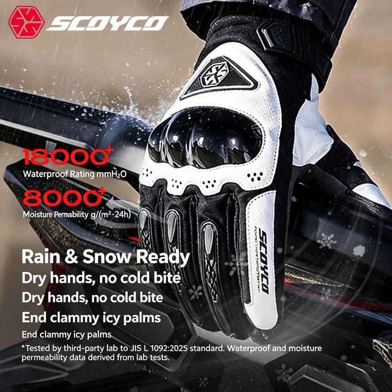 Scoyco Motorcycle Gloves Autumn Winter Waterproof Windproof Warm Fleece Lining Touchscreen TPU Anti Slip Motorbike Riding Gloves