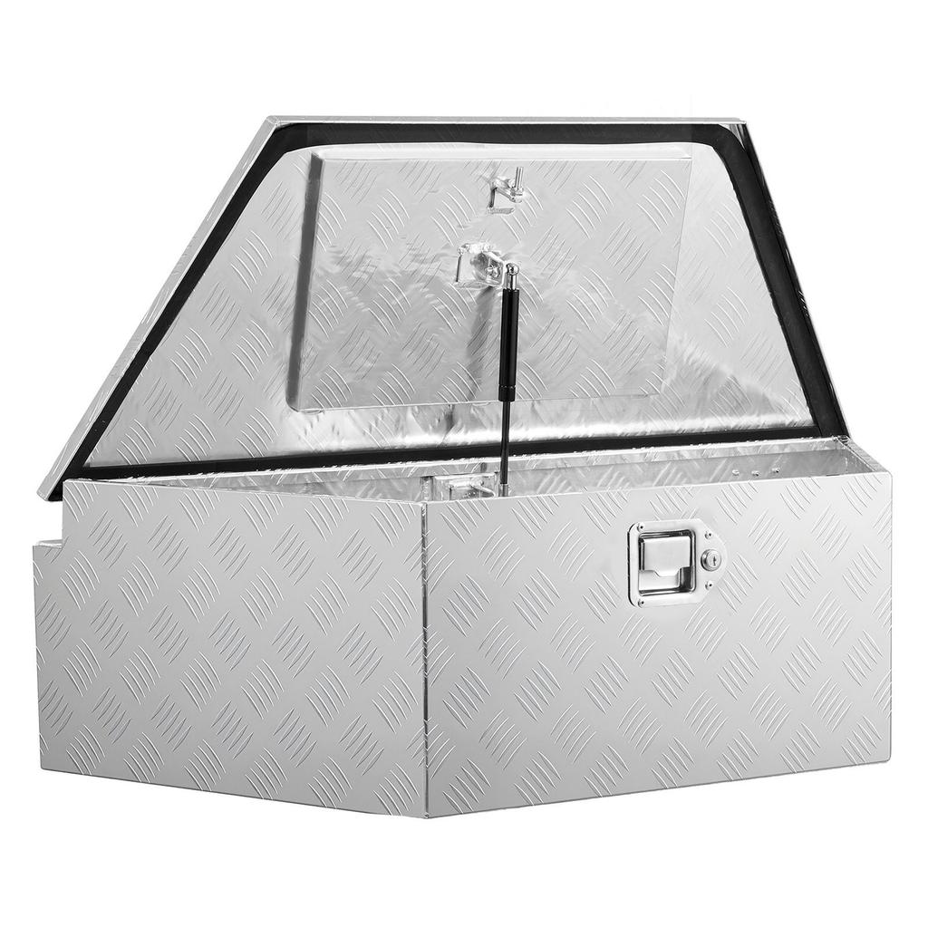Trailer Tongue Box, 990 x 419 x 305 mm Aluminum Trailer Tongue Tool Box, Heavy Duty Storage Organizer with Lock & Keys, Utility Tool Chest for Pickup