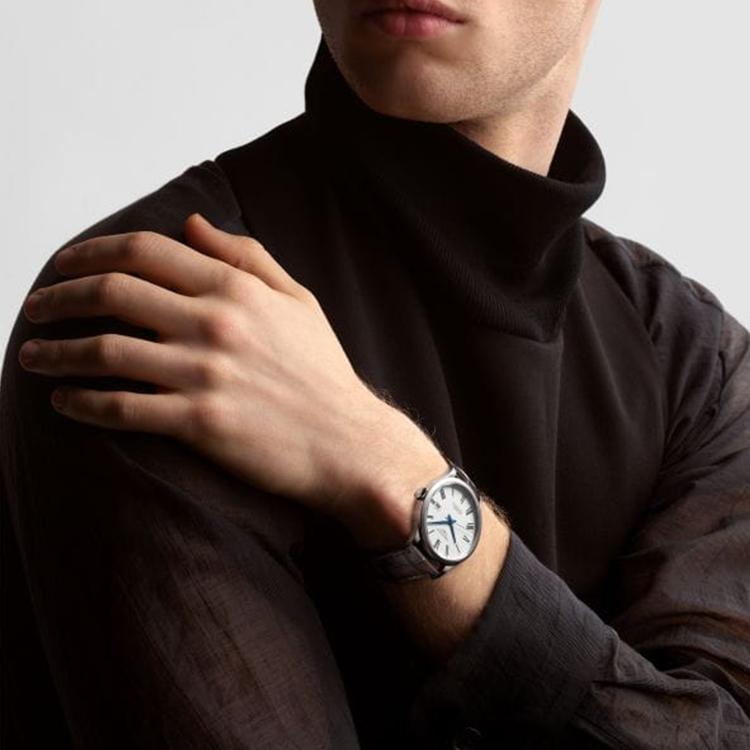 Tissot Мужские механические часы Starfish Collection, 43 мм, синий циферблат, корпус из нержавеющей стали, тканевый ремешок, T120.407.17.041.01