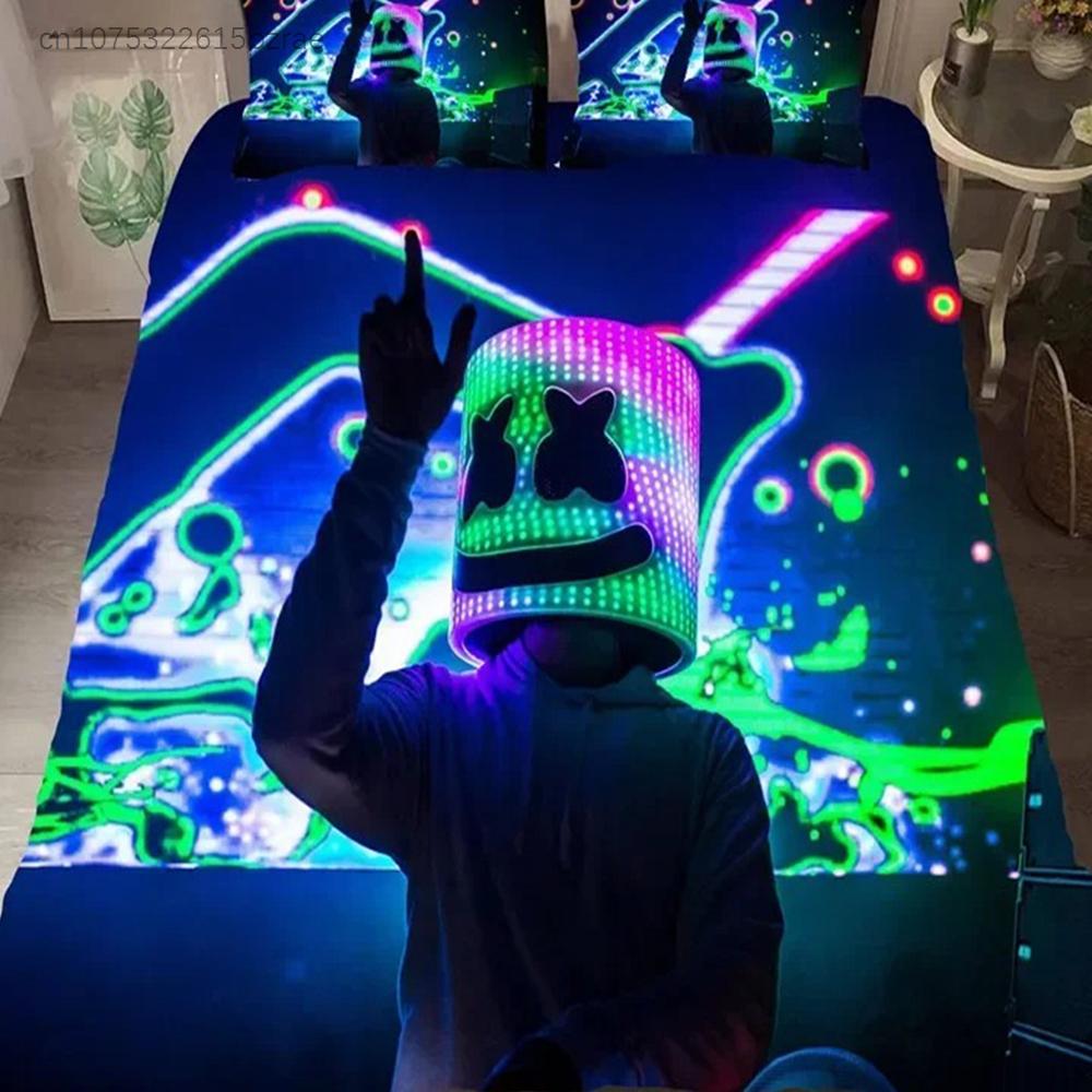 DJ Lovers Узор Marshmello Комплект постельного белья Спальня Мягкие Современные Покрывала Удобный Детское Пододеяльник Чехол для Одеяла и Наволочка