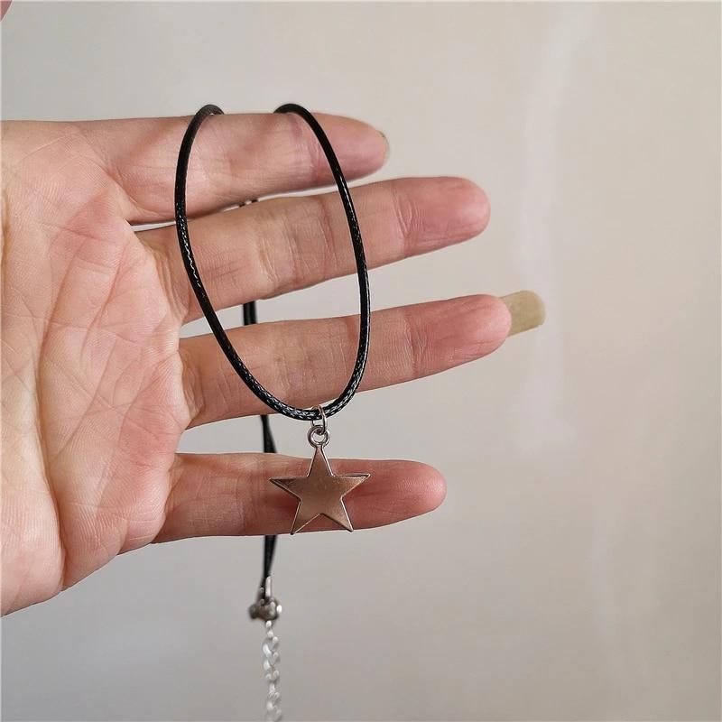 Kpop винтажное ожерелье в стиле панк серебряного цвета со звездой, ожерелье из бисера для мужчин и женщин, уличный хип-хоп, эстетические ювелирные изделия в стиле гранж, аксессуары Y2K