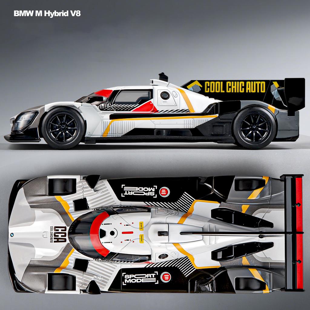 1/24 BMW M Hybrid V8 Super Racing Металлическая модель автомобиля Звук и свет Детская игрушка Коллекционная вещь Подарок на день рождения