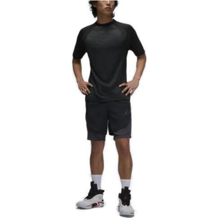 Jordan Dri-FIT Logo Print Round Neck Raglan Sleeve Mesh Breathable Short Sleeve T-Shirt Men Tops Black DZ0576-010