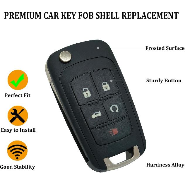 Замена корпуса брелока подходит для Chevy Cruze Malibu Equinox Sonic Impala GMC Terrain Buick Regal Lacrosse 2010 2011 2012 2013 2014 2015 2016