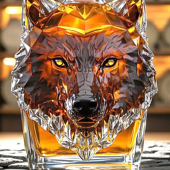 Бутылка для виски Yousheng 300 мл, графин в форме головы волка, бутылка для вина из боросиликатного стекла с герметичным уплотнением, графин для виски