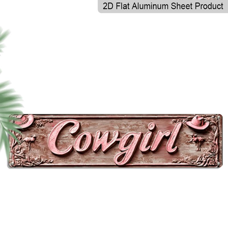 3.94 X 15.74 Inches Aluminum Decorative Sign - 2D Flat, 1pc Cowgirl Metal Sign - Retro Decoration with Floral Details, 4X16 Inch Rustic Farmhouse Bar