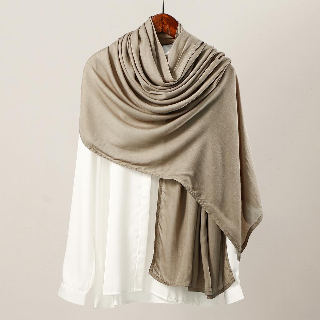 Хлопок Район Модал Хиджаб Шарф Однотонный Головной платок Накидки Большой размер Однотонные Шали Мусульманский Женский Хиджаб Исламский Тюрбан Повязка на голову 190*85см