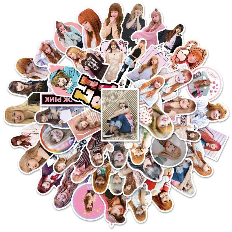 Яркая коллекция из 50 наклеек Blackpink с Лисой для индивидуальных DIY-декор-проектов